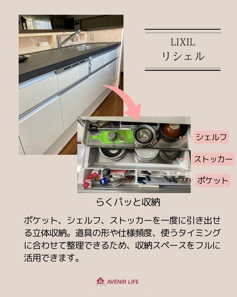 キッチン　リクシル　らくパッと収納